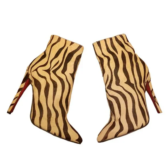EUC | Women | Stiletto Ankle Booties | Zebra Animal Print | Calf Hair | Size: 10 - Picture 4 of 16